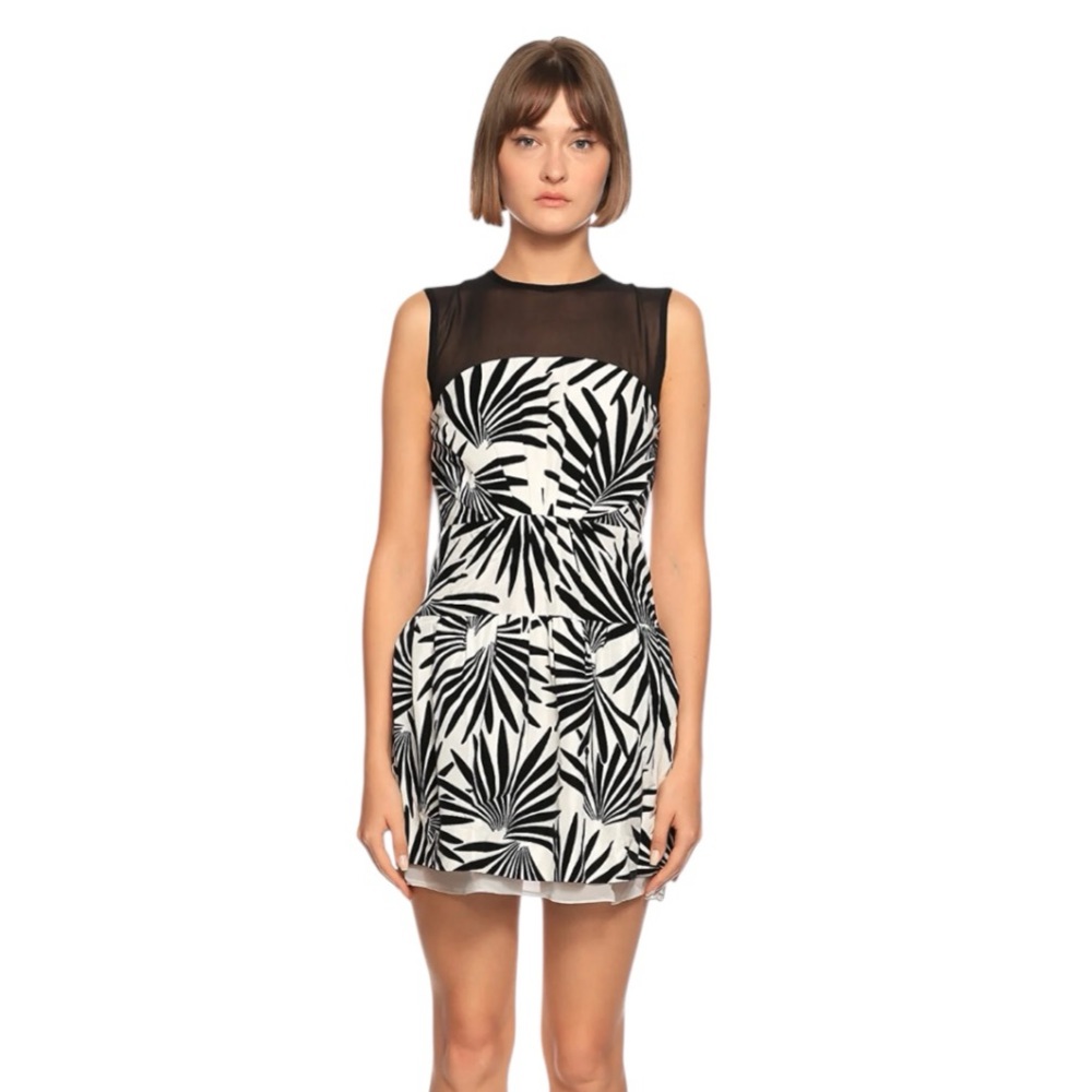Diane von Furstenberg Palm Print Silk Mini Dress – Size 2